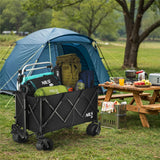 NILS CAMP XXL Bollerwagen faltbar 180L in Schwarz - Campingwagen für Strand & Garten