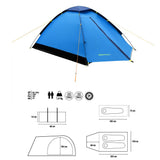 NILS CAMP Nightfall Zelt für 2 Personen in Blau - leichtes Campingzelt für Trekking, Berge & Outdoor
