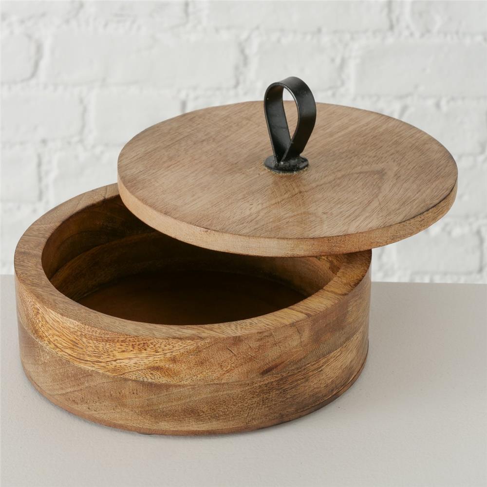 BOLTZE Dose Kabir Vorratsdose rund Holz Metall 19 cm mit Deckel