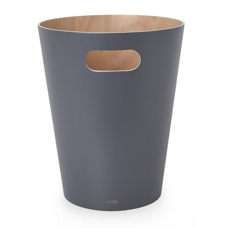 Umbra Woodrow Abfalleimer, Anthrazit/Holz, 7,5 Liter, Zweifarbiger Papierkorb