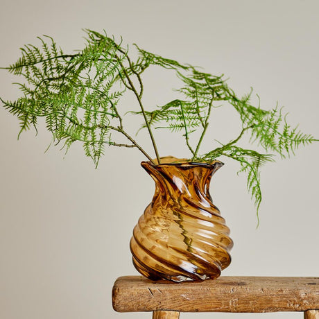 Bloomingville Rylo Vase braun D16,5 cm aus Glas – moderne Dekovase für Wohnzimmer & Tischdeko