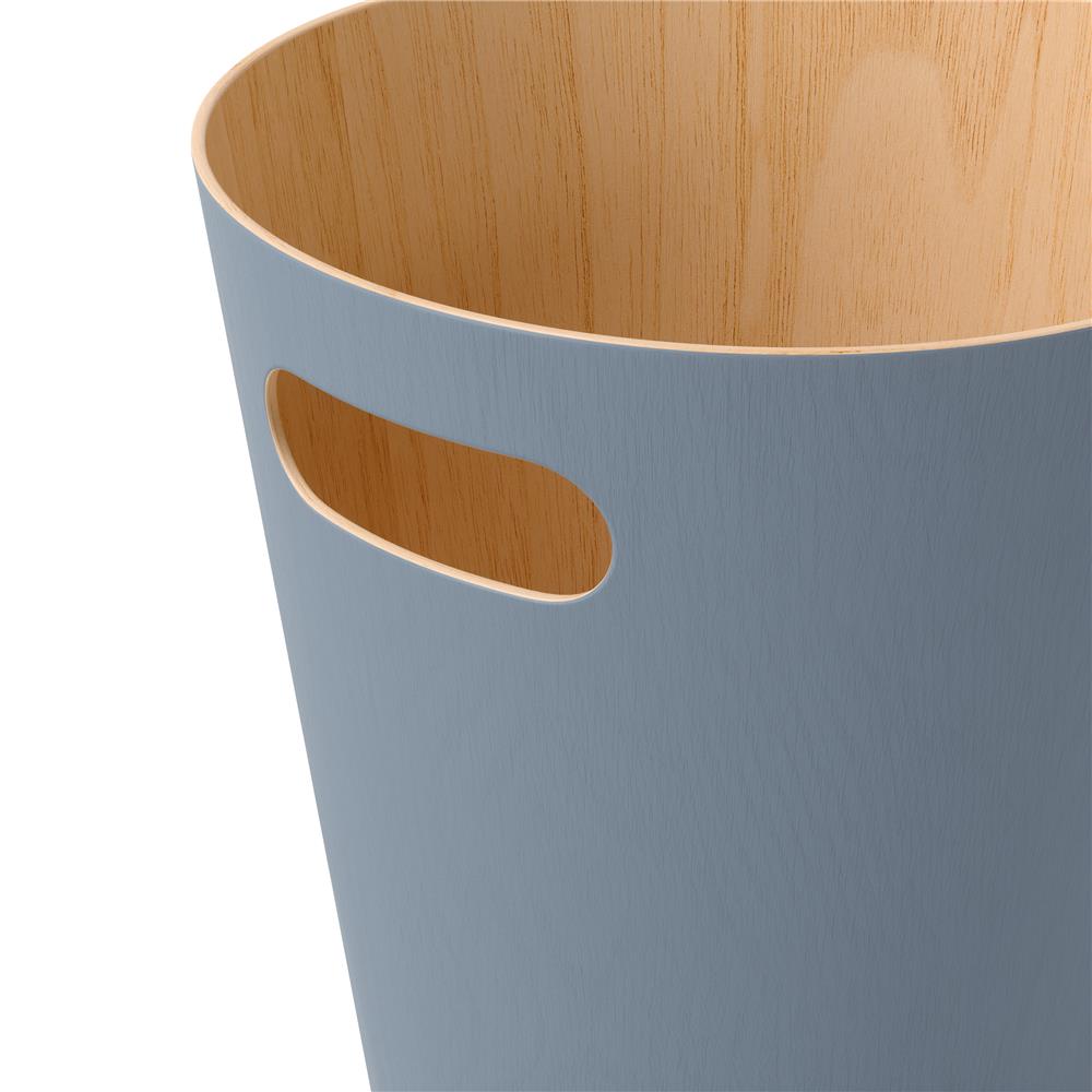 Umbra Woodrow Abfalleimer, Schieferblau/Holz, 7,5 Liter, Zweifarbiger Papierkorb