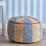 Bloomingville MINI Charoline Pouf blau - Baumwoll Sitzpouf Hocker mit Streifen für Kinderzimmer
