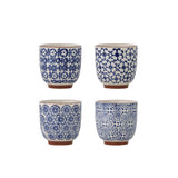 Bloomingville Karine Tassen 4er Set 150 ml Steingut blau Muster