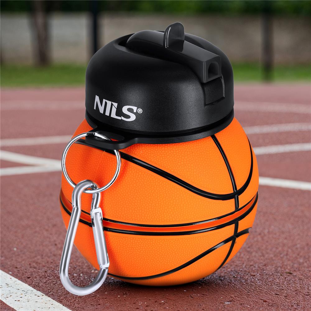 NILS faltbare Trinkflasche 550 ml Silikon Basketball für Camping Outdoor Reisen