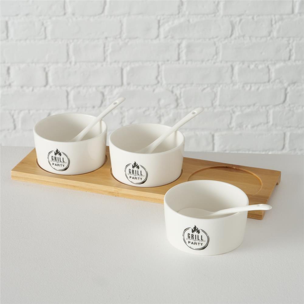 BOLTZE Schale Conny 7-tlg. Set Bambus Keramik modern 500ml spülmaschinengeeignet