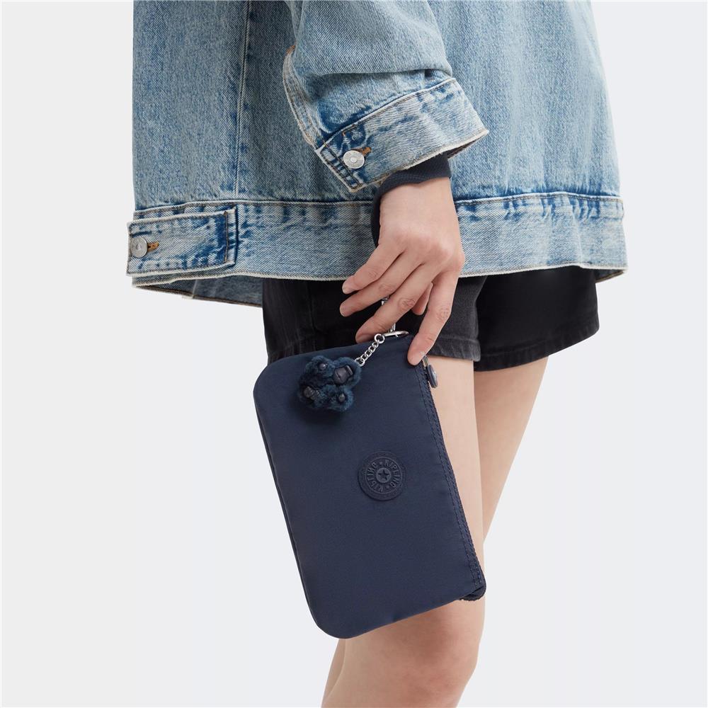 Kipling CREATIVITY XL, Clutch, Blue Bleu 2 (blau), große Kosmetiktasche mit Trageschlaufe