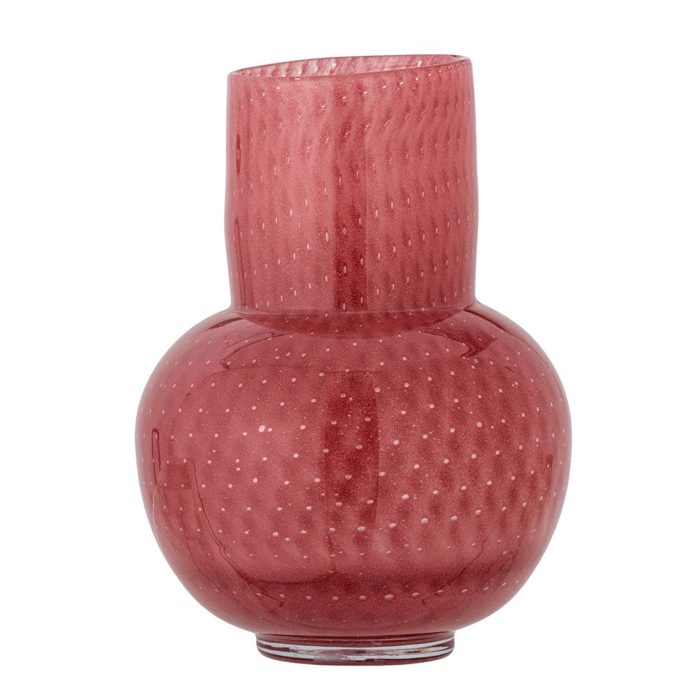Bloomingville Roscoe Vase aus Glas in Rose – mundgeblasene Vase für Wohnzimmer und Tischdeko