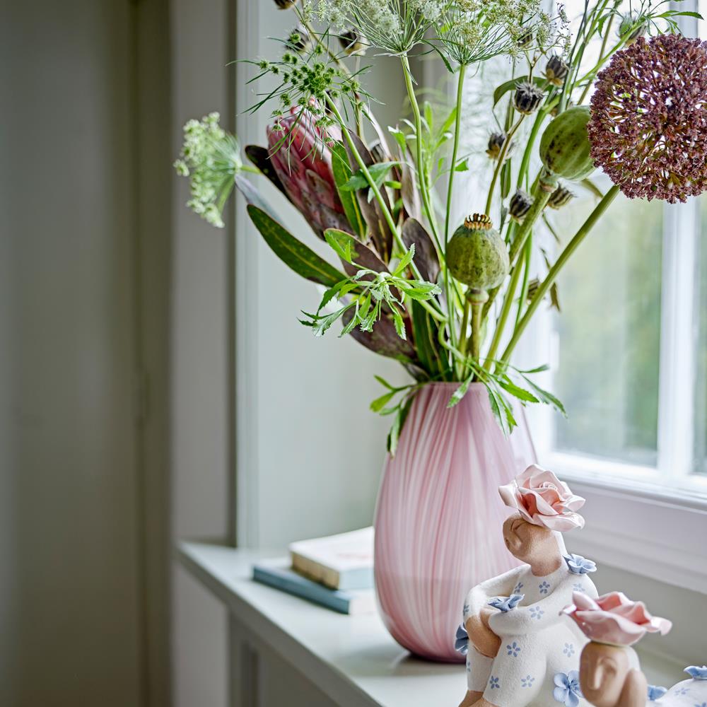 Bloomingville Ennis Vase aus Glas in Rose – elegante Glasvase für Wohnzimmer und Tischdeko