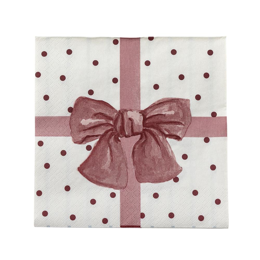 Bloomingville Bowie Servietten 20er Pack 33x33 cm blau mit Schleife Papierservietten Weihnachtstisch