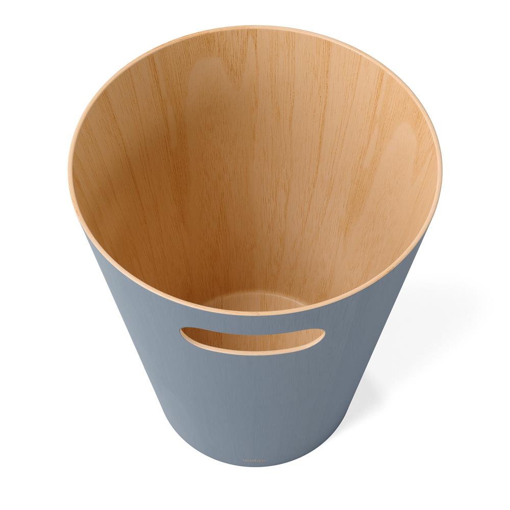 Umbra Woodrow Abfalleimer, Schieferblau/Holz, 7,5 Liter, Zweifarbiger Papierkorb