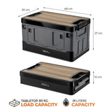 NILS CAMP Transportbox 38L Grau - klappbare Campingbox mit Tischfunktion für Outdoor & Auto