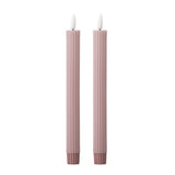 Bloomingville Ponza LED-Kerze 2er Set 24,5 cm rosa - LED Stabkerzen mit 3D Flamme & Timer