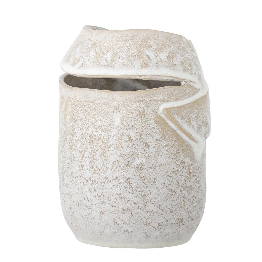 Bloomingville Abeera Vase – Steingut-Vase in Natur mit einzigartiger Glasur, 20 cm Höhe