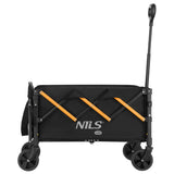 NILS CAMP Bollerwagen faltbar 100L in Schwarz Orange - kompakter Campingwagen für Strand & Outdoor