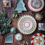 Bloomingville Jolly Weihnachtsteller, Grün, Steingut 20 cm mit Nussknacker-Motiv