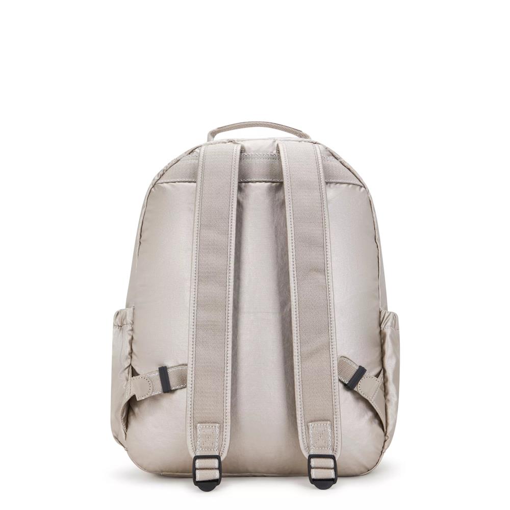 Kipling SEOUL, großer Rucksack, Metallic Glow (beige), Laptoprucksack 15 Zoll mit viel Stauraum