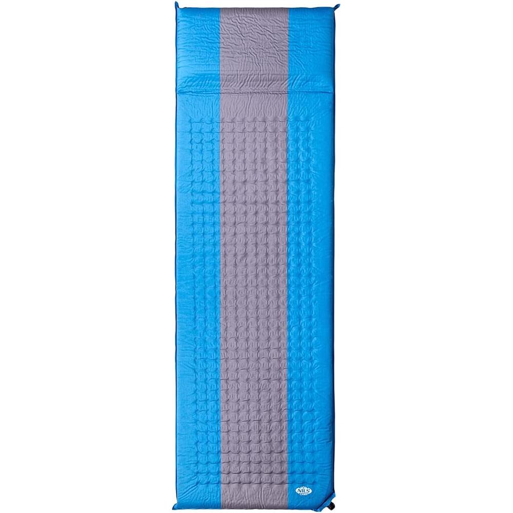 NILS CAMP selbstaufblasende Campingmatte 195 cm blau-grau Isomatte Outdoor Schlafmatte