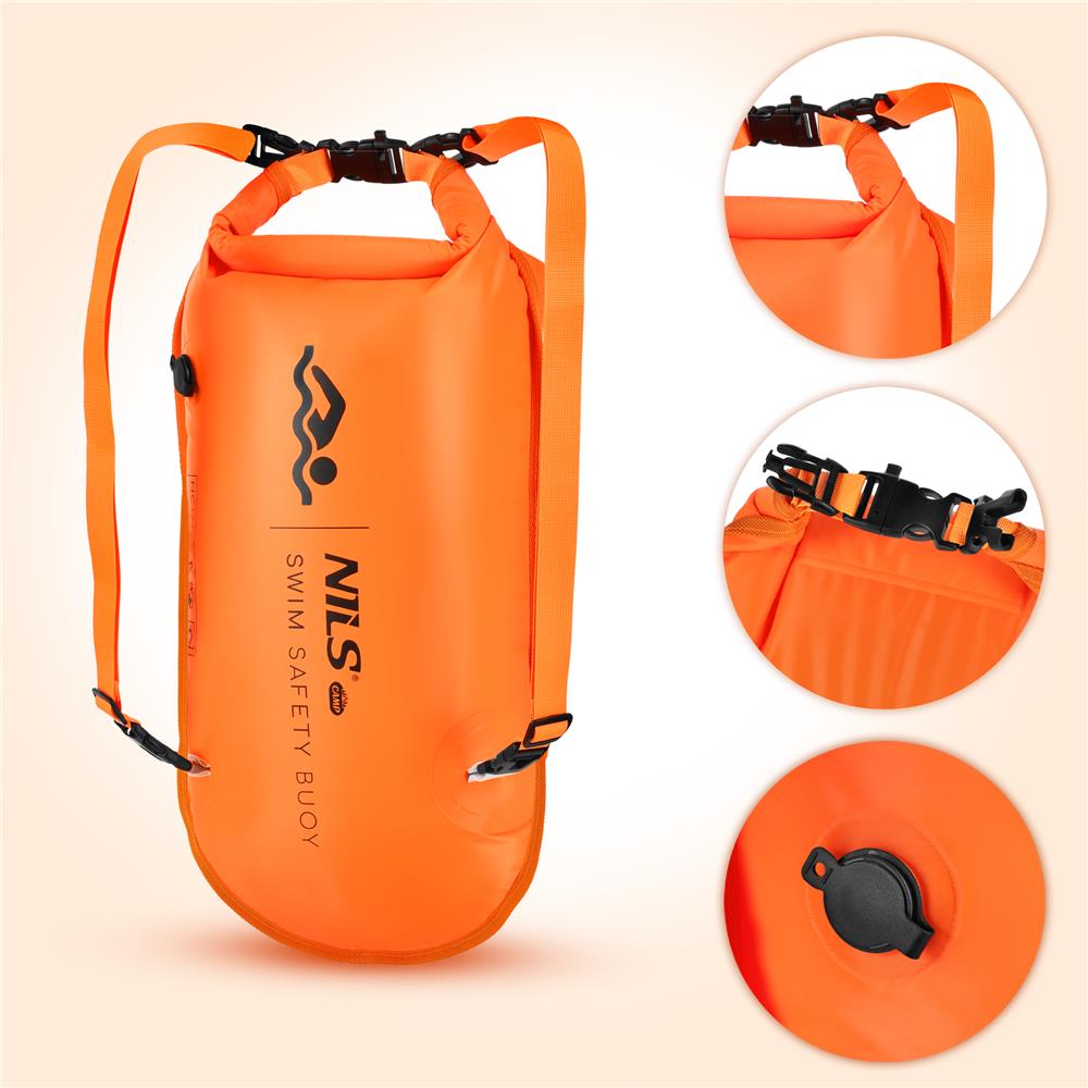 NILS CAMP Schwimmboje 3-in-1 Dry Bag 28L orange Rucksack für Outdoor Wasser Sport