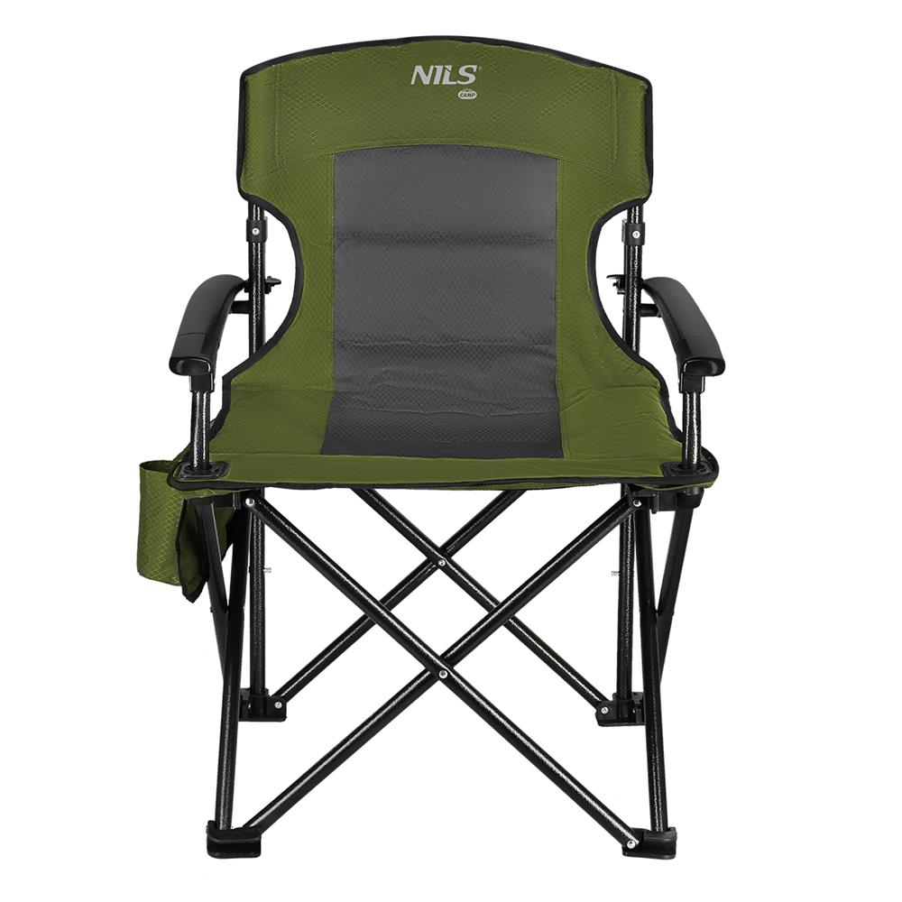NILS CAMP Campingstuhl Grün - gepolsterter Klappstuhl mit Tasche für Camping, Garten & Angeln