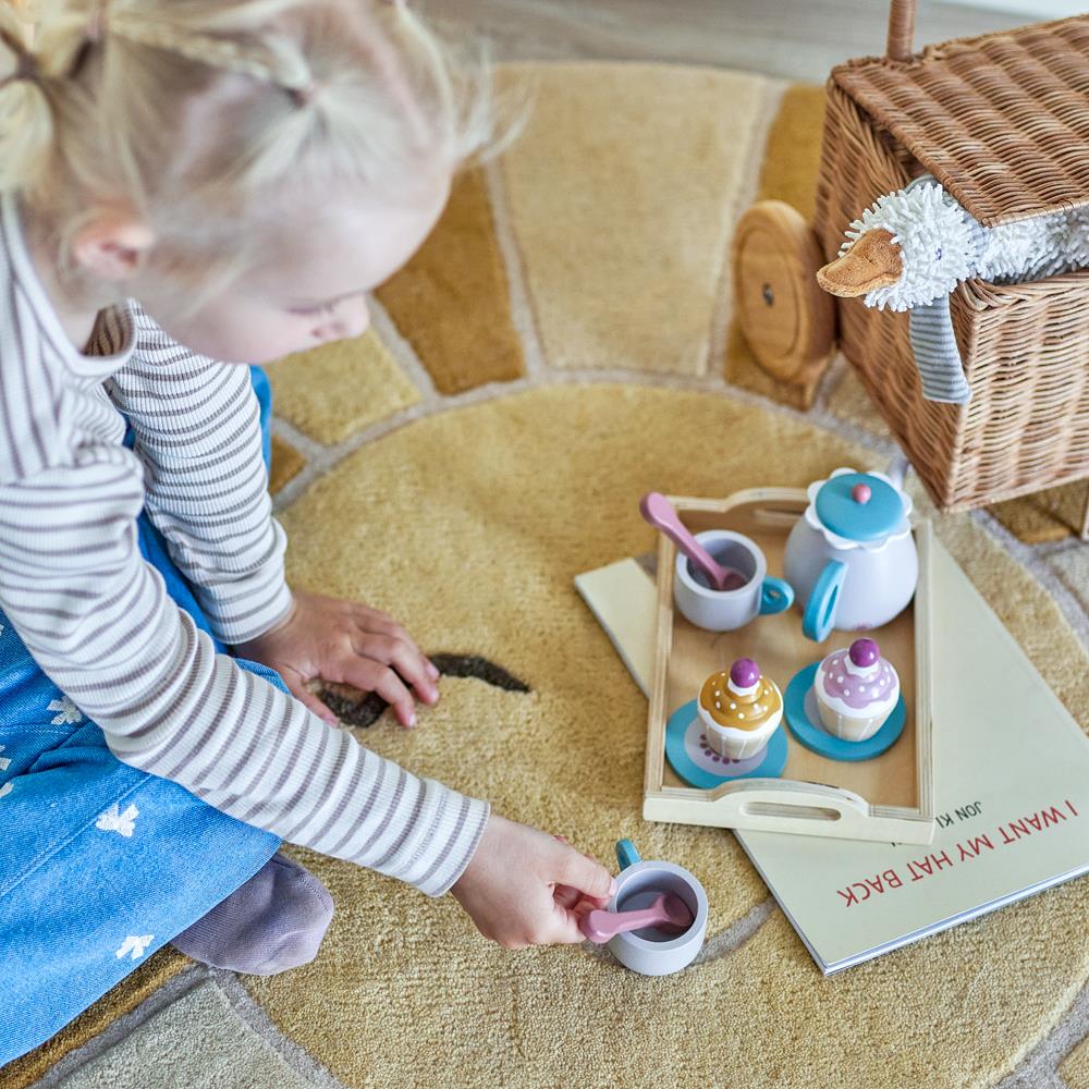 Bloomingville MINI Sun Teppich Gelb Wolle Durchmesser 110cm Kinderzimmer
