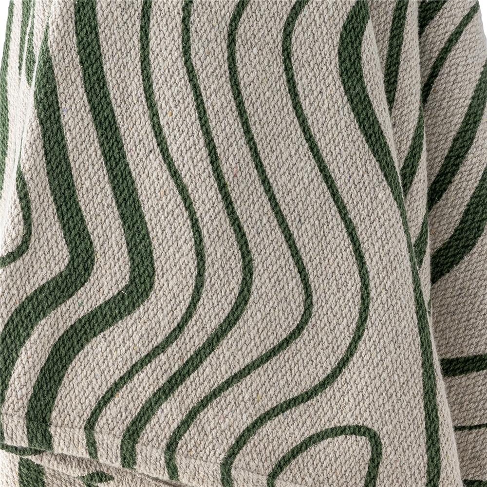 Bloomingville Woodsby Decke 160x130 cm grün - Plaid aus recycelter Baumwolle mit Quasten für Sofa