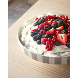 OYOY Toppu Tablett - 27x9 cm, Beige/Grau gestreift - als Tortenständer, Tortenplatte, Obstschale