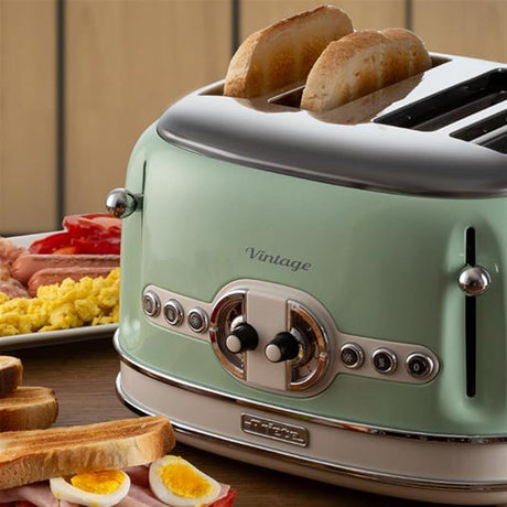 Ariete Vintage Toaster, Grün, 4-Scheiben-Toaster mit 6 Bräunungsstufen, 1600W