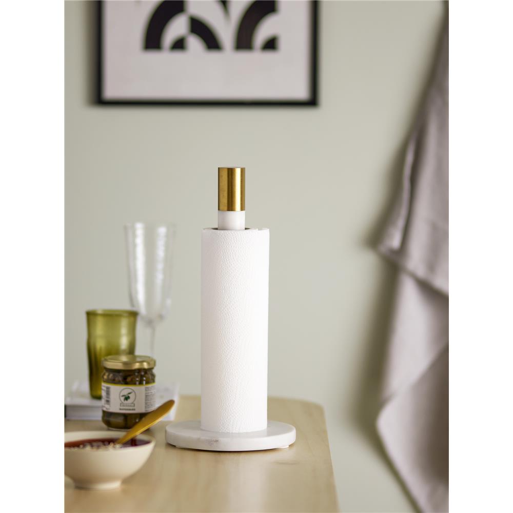 Bloomingville Emira Küchenrollenständer, Weiß, Marmor, dänisches Design