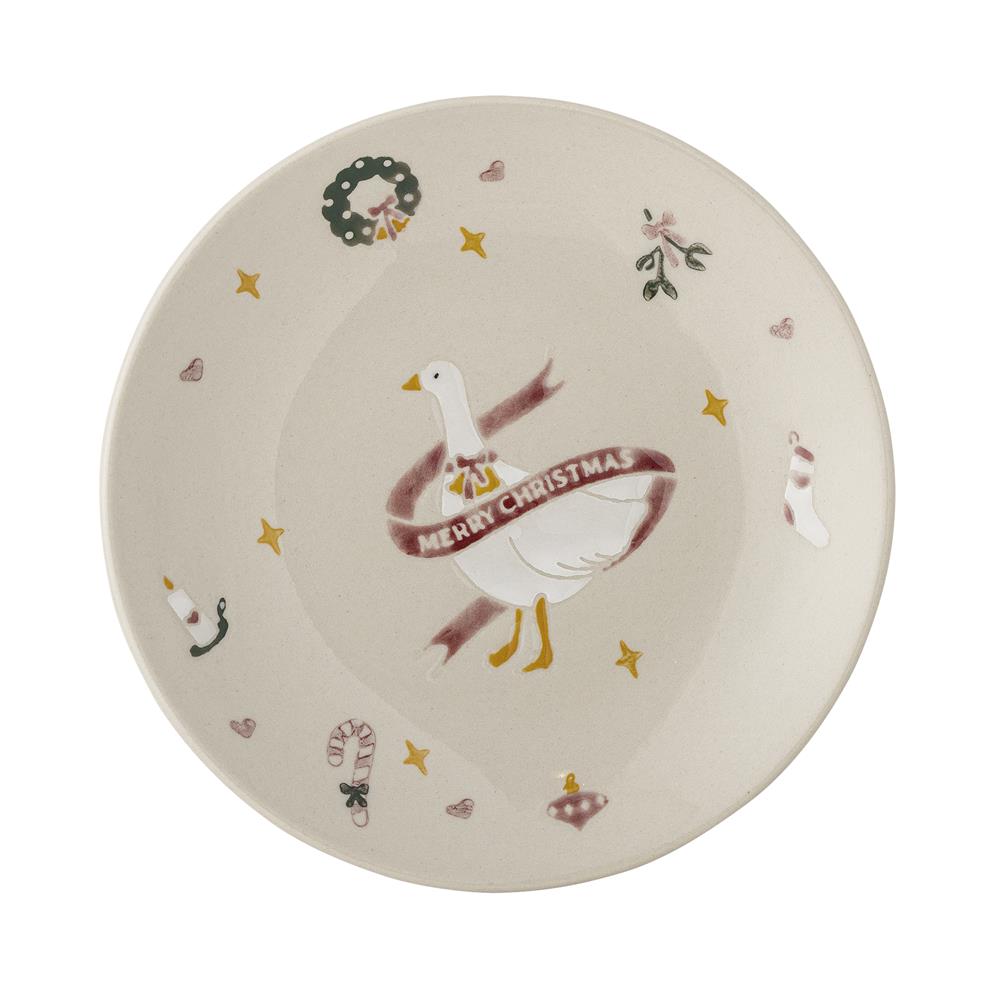 Bloomingville Mary Teller Bunt Steingut 4er Set Weihnachtsteller 16 cm
