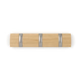 Umbra Flip Wandgarderobe, Garderobenleiste in Natur, mit 3 beweglichen Haken in Silber