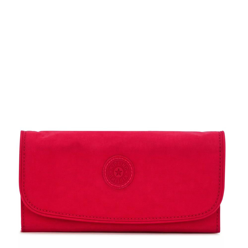 Kipling MONEY LAND, großes Portemonnaie, Red Rouge (rot), RFID Geldbörse mit vielen Fächern
