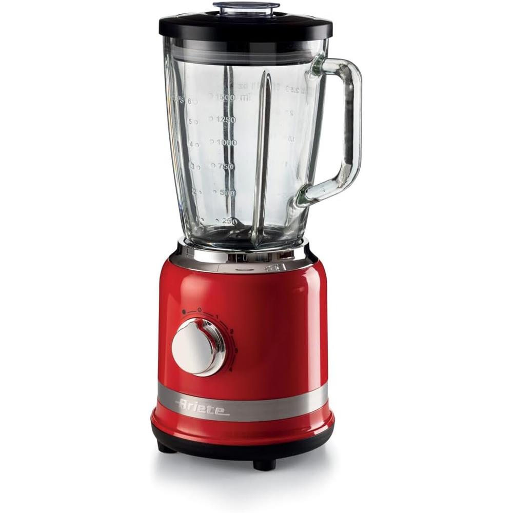 Ariete Moderna Standmixer, Rot, Glasbehälter 1,5L, Smoothie Maker, Modernes Design
