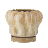 Bloomingville Hollis Blumentopf mit Untertasse Natur Ø20 cm – Steingut, glänzend & dekorativ
