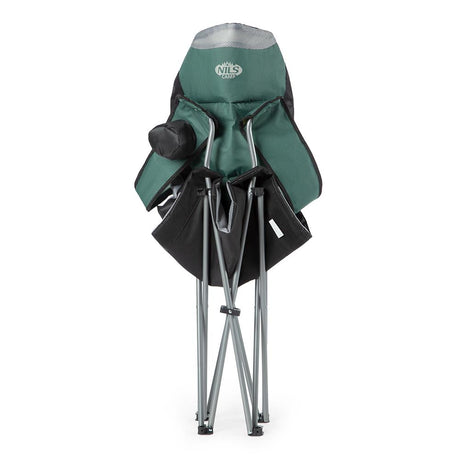 NILS CAMP Campingstuhl Grün - großer gepolsterter Klappstuhl mit Armlehnen für Camping & Garten