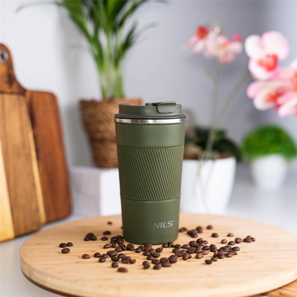 NILS Thermobecher 510 ml Edelstahl grün auslaufsicher Coffee-to-go-Becher für Camping Reisen Alltag