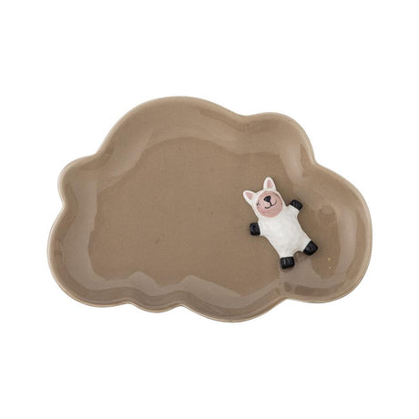 Bloomingville MINI Dolly Teller mit Schaffigur verziert, Steingut, Kinderteller, dänisches Design