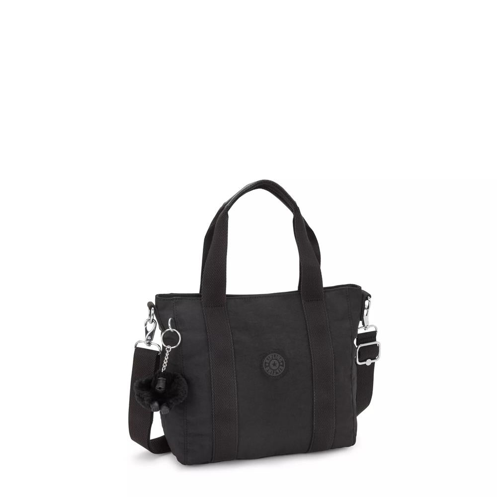 Kipling ASSENI MINI, Mini Tote Bag, Black Noir (schwarz), kleine Handtasche mit Schultergurt