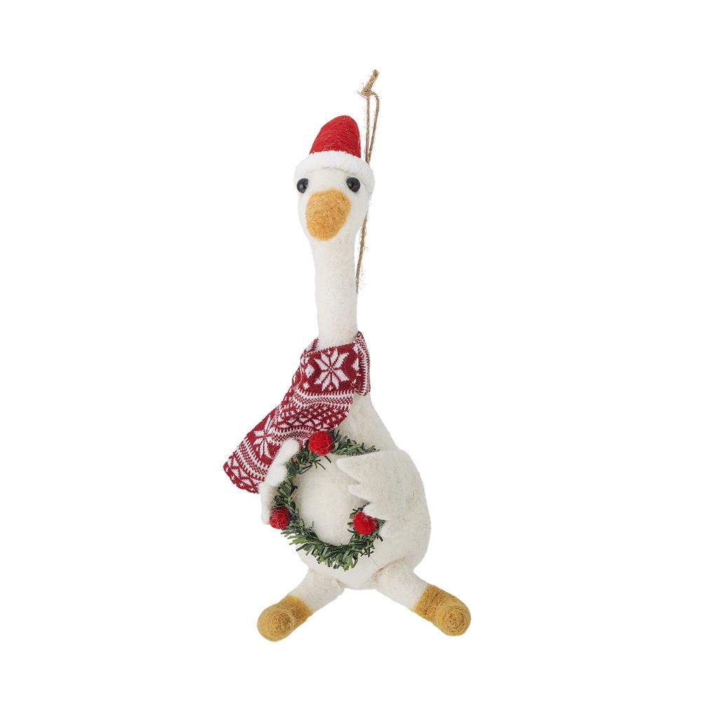 Bloomingville Arlo Baumschmuck Gans aus Wolle Weiß Weihnachtsanhänger
