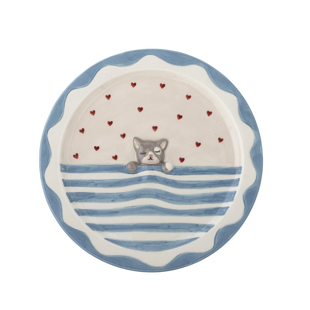 Bloomingville MINI Mille Geschirr Set 3-teilig bunt - Kinder Geschirr mit Katzenmotiv für Tisch & Küche
