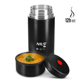 NILS CAMP Thermobehälter 1L Edelstahl schwarz Lunchbox für Essen warm kalt