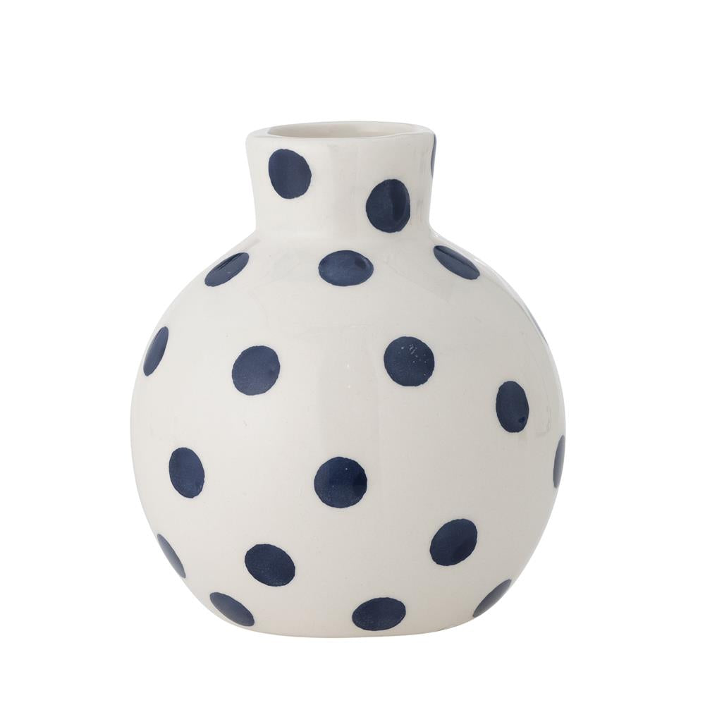 Bloomingville Fian Vase Blau Ø11 cm – Dolomitkeramik, handbemalt & dekorativ