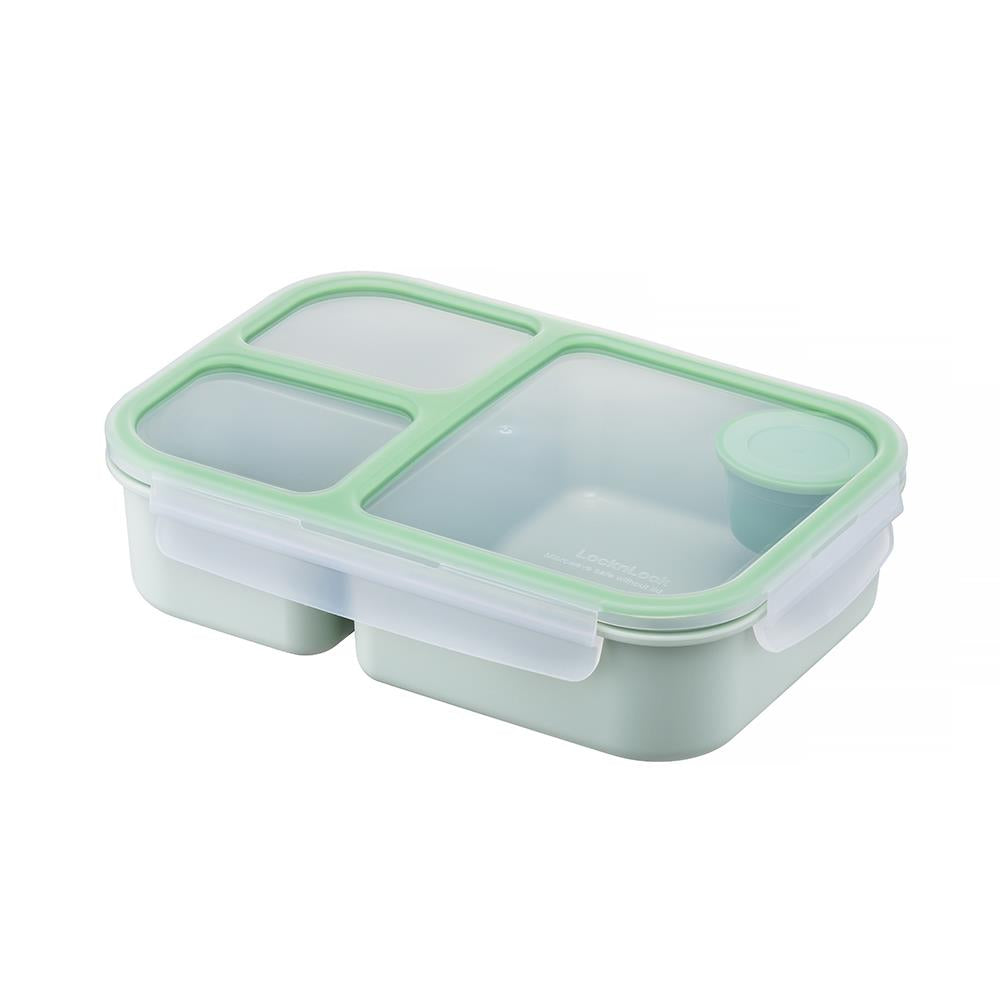 LocknLock To-Go Lunchbox 980 ml, Mint, 3 Fächer - Mikrowellengeeignet BPA-frei