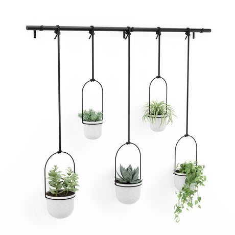 Umbra Triflora 5 Hängeblumentopf Weiß Stahl Blumenampel Wandvase