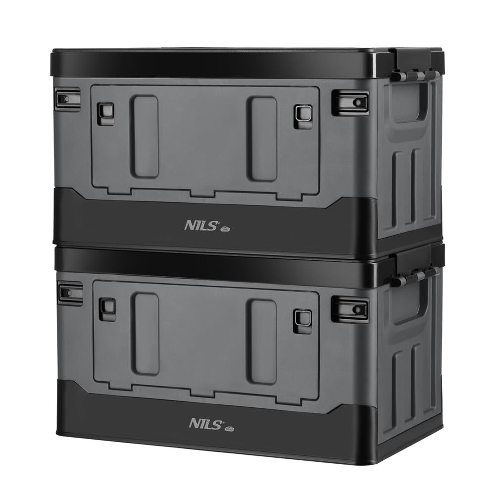 NILS CAMP Transportbox 38L Grau - klappbare Campingbox mit Tischfunktion für Outdoor & Auto
