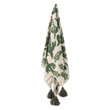 Bloomingville Birdliva Wohndecke Vogelmotiv 160 x 130 cm mit recycelter Baumwolle mit Quasten