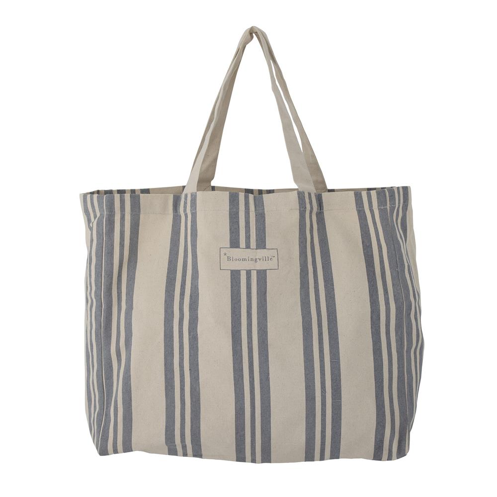 Bloomingville Trina Einkaufstasche in Blau, 47x40x16cm, aus Baumwolle