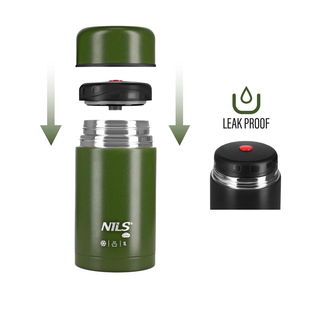 NILS CAMP Thermobehälter 1L Edelstahl grün Lunchbox für Essen warm kalt