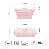 NILS CAMP faltbare Lunchbox 355 ml Silikon rosa für Camping Reisen Arbeit kompakt