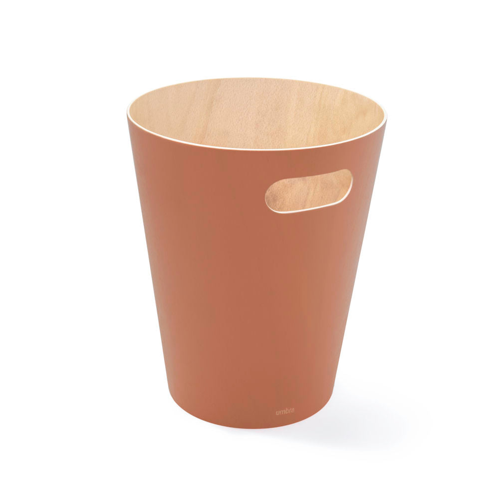 Umbra Woodrow Abfalleimer, Terrakotta Braun/Holz, 7,5 Liter, Zweifarbiger Papierkorb